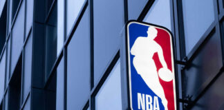 NBA logo on modern building facade