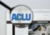 Magnified view of the ACLU logo on a website