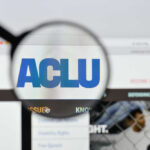 Magnified view of the ACLU logo on a website