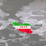 Map highlighting Iran with its national colors
