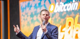 Speaker presenting at a bitcoin conference