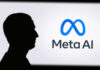 Silhouette of person beside Meta AI logo.