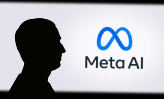 Silhouette of person beside Meta AI logo.