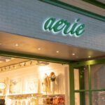 Storefront of an Aerie clothing store with green accents