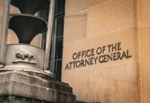 Exterior view of the Office of the Attorney General with architectural features
