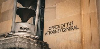 Exterior view of the Office of the Attorney General with architectural features