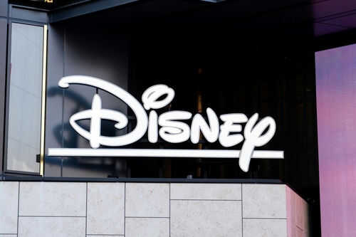 2399141731-1 Disney logo on building exterior.