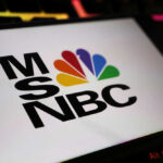 MSNBC logo on a digital screen closeup