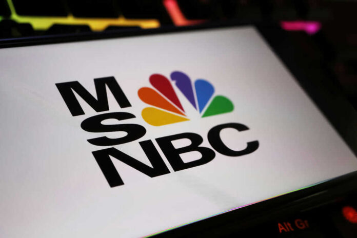 MSNBC logo on a digital screen closeup
