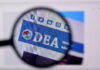Magnifying glass focusing on DEA website header