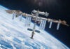 Aging Station, Sudden Leak — Panic Move International Space Station orbiting Earth in outer space
