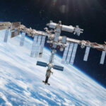 Aging Station, Sudden Leak — Panic Move International Space Station orbiting Earth in outer space