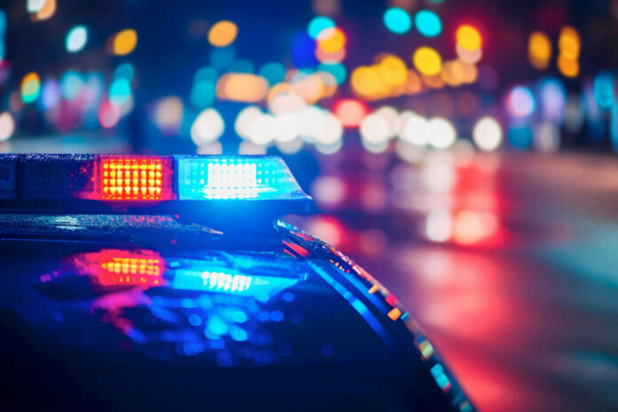 police-car-lights-at-night2467102619jpg Police car lights at night street scene