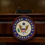Podium with the United States Senate seal