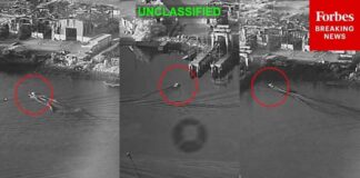 CENTCOM Releases Footage Of Aquatic Drone Strikes Against Iranian Ship Maintenance Facility