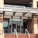 DNC Turmoil Boils Over Behind Closed Doors Democratic National Headquarters building entrance