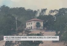 Feliz Fire burns more than 840 acres in Mendocino County