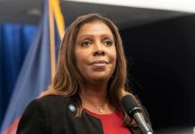 NY Power Play: AG Throne Up For Grabs Woman speaking at a press conference microphone