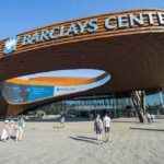 Women’s Basketball Just Got a New Showdown Barclays Center exterior with curved rust-colored facade