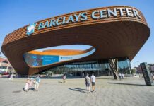Women’s Basketball Just Got a New Showdown Barclays Center exterior with curved rust-colored facade