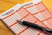 Lottery Winner Arrested For Fifth Time! Powerball lottery play slips with a black pen