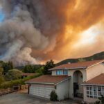 The Fire Grew Faster Than Decisions Could Wait Suburban house under towering wildfire smoke plume
