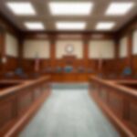 Psych Meds, Voices, Unthinkable Night Empty courtroom with wooden benches and judge's bench