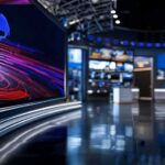 One Republican’s Polling Verdict Stuns CNN Panel modern television news studio with large video screens