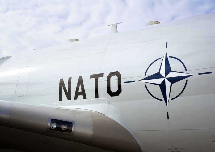shutterstock_514851160 Aircraft fuselage with NATO emblem and lettering