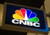 CNBC logo on illuminated sign
