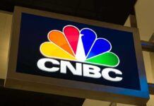 CNBC logo on illuminated sign