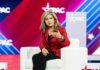 Marsha Blackburn speaking on stage at CPAC